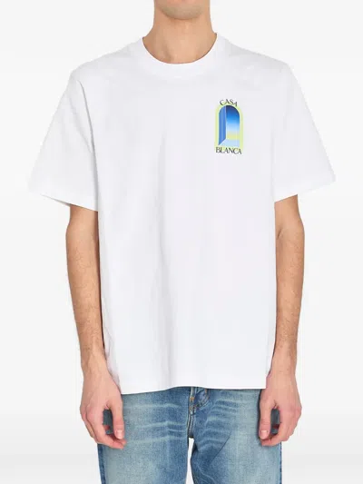 Casablanca White T-shirt With Logo Print On The Front And Back In Cotton Men