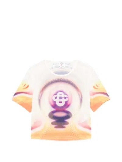 Casablanca Printed Mesh Baby Tee In Multi