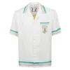 Casablanca Cuban Collar Short Sleeve Shirt In White