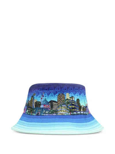 Casablanca Graphic-print Bucket Hat In Blue