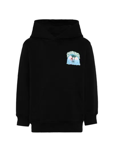 Casablanca Kids' Graphic-print Cotton Hoodie In Black