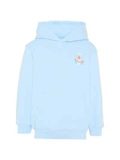 Casablanca Kids' Graphic-print Cotton Hoodie In Blue