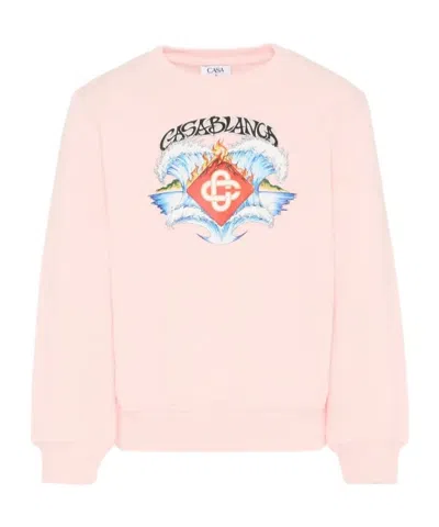 Casablanca Kids' Graphic-print Crew-neck Sweatshirt In Pink