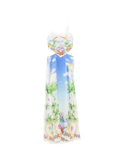 Casablanca Graphic-print Cut-out Maxi Dress In Multi