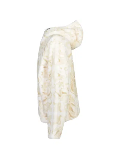 Casablanca Graphic-print Faux-fur Hooded Jacket In White