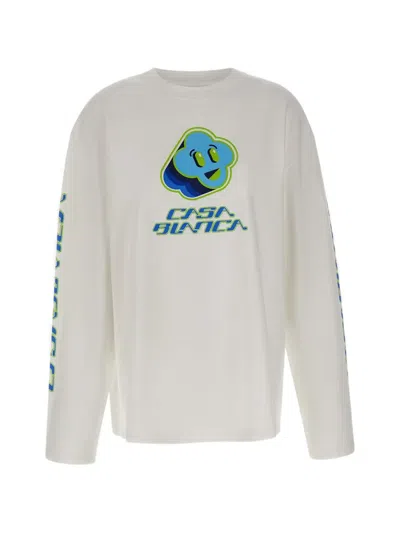Casablanca Graphic-print Long-sleeve T-shirt In White