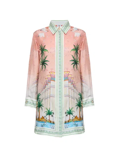 Casablanca Tropical Twill Shirt Dress Relaxed Fit In Multi