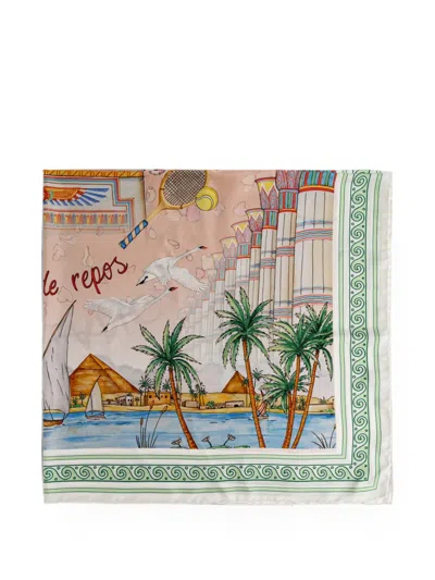Casablanca Graphic-print Silk Scarf In Multi