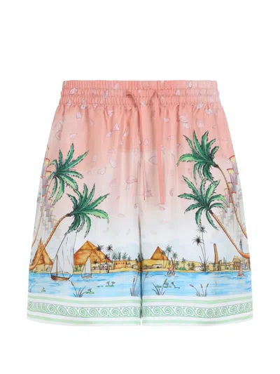 Casablanca Pink Printed Silk Ethereal Shorts In Multi