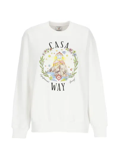 Casablanca Crew Neck Casa Way Mountain Sweatshirt In Multi