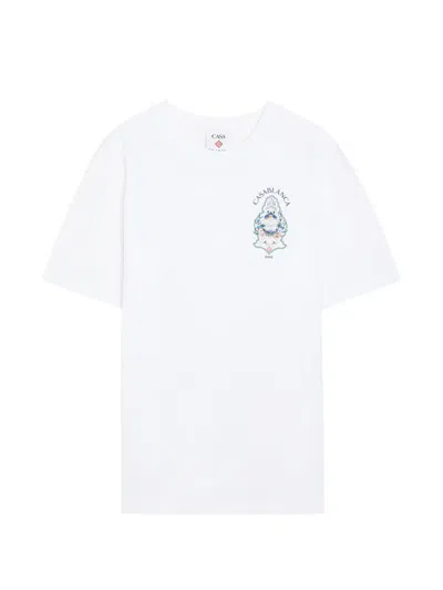 Casablanca Organic Cotton Crew Neck T-shirt With Logo Print In White