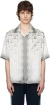Casablanca Gradient Heart Monogram Bowling Shirt In Grey Gradient Heart