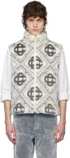 Casablanca Gray Monogram Faux-fur Vest In Grey Diamond Mnogram