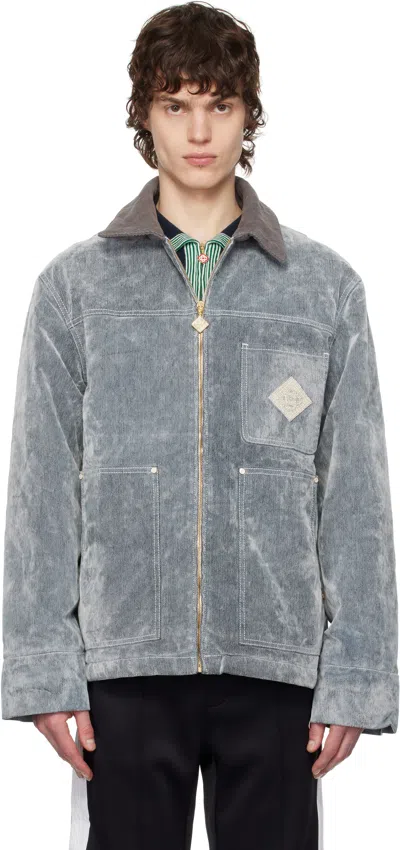 CASABLANCA GRAY PEACH TEXTURE DENIM JACKET