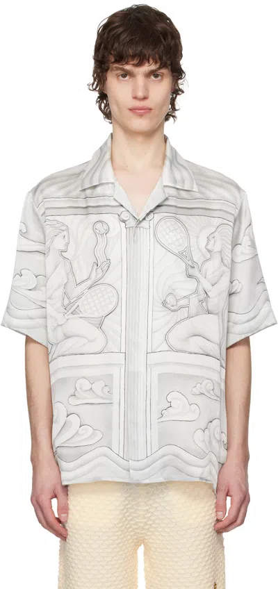 CASABLANCA GRAY SACRED STONE SILK SHIRT