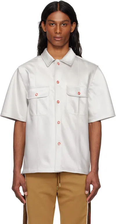 Casablanca Gray Short Sleeve Satin Shirt In Grey