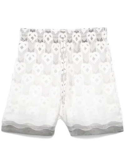 Casablanca Gray Silk Shorts With Logo In Grey