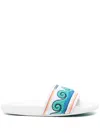 Casablanca Embroidered Terry Slider In White