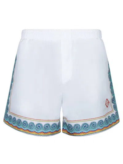 Casablanca Tennis Club Silk Shorts In White