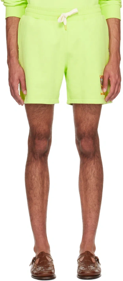 Casablanca Green Afro Cubism Tennis Club Shorts In Pale Green