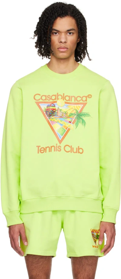 Casablanca Green 'afro Cubism Tennis Club' Sweatshirt In Pale Green