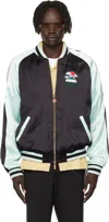 Casablanca Quilted Colour-block Satin Track Jacket In Black