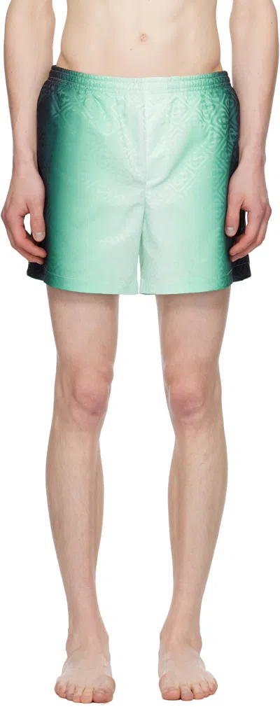 Casablanca Green & Black Gradient Monogram Jacquard Swim Shorts