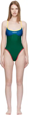 Casablanca Block Swimsuit With High-cut Leg In Green
