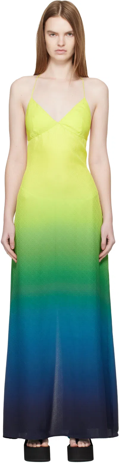 Casablanca Gradient Halterneck Long Dress In Multi