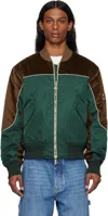 Casablanca Long Sleeve Bomber Jacket In Green/black