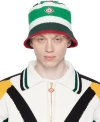 Casablanca Logo-appliqué Crochet Bucket Hat In Green/ White