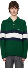 Casablanca Lapel Long Sleeve Polo Shirt In Green