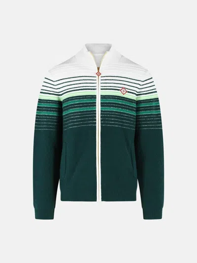 Casablanca Cotton Blend Sporty Jacket Front Zip In Green