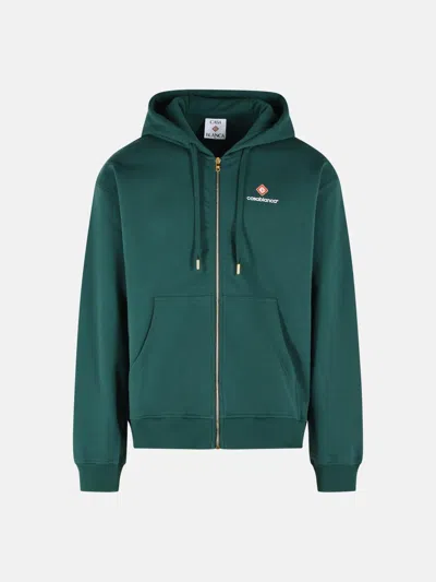 Casablanca Cotton Hooded Sweatshirt Drawstring Hood Pockets In Green