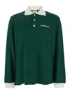 Casablanca Green Polo Shirt With Classic Collar And Logo Lettering On The Front In Multicolor