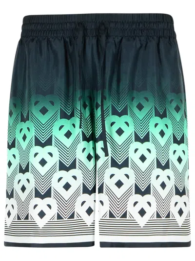 CASABLANCA CASABLANCA GREEN SILK BERMUDA SHORTS