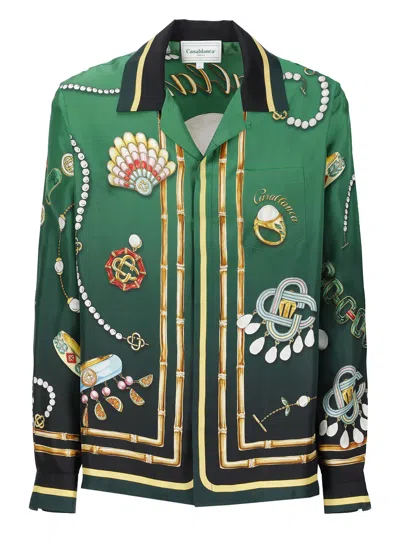 CASABLANCA GREEN SILK SHIRT