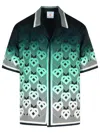 Casablanca Men Gradient Monogram Short Sleeve Silk Shirt In Green