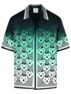 Casablanca Men Gradient Monogram Short Sleeve Silk Shirt In Green