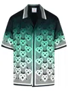 Casablanca Men Gradient Monogram Short Sleeve Silk Shirt In Green