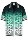 Casablanca Men Gradient Monogram Short Sleeve Silk Shirt In Green