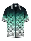 Casablanca Men Gradient Monogram Short Sleeve Silk Shirt In Green