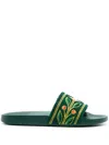 CASABLANCA GREEN SLIPPERS WITH EMBROIDERED TERRY DETAIL