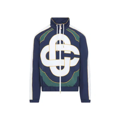 Casablanca Green White Yellow Applique Colourblock Windbraker Jacket In Blue