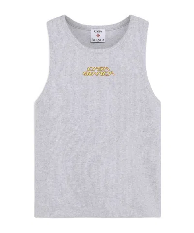 Casablanca Grey Marle Ribbed Tank Top In Gray