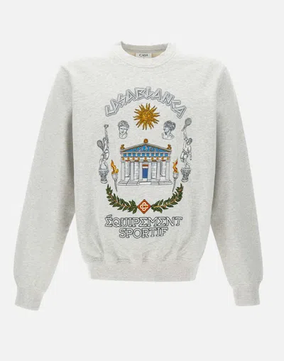 CASABLANCA CASABLANCA GREY MÉLANGE COTTON SWEATSHIRT WITH LOGO