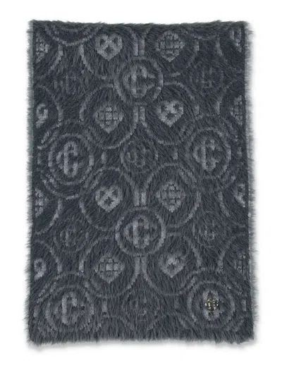 Casablanca Grey Merino Wool Blend Fluffy Monogram Scarf In Gray