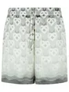 Casablanca Silk Bermuda Shorts Geometric Pattern In Grey