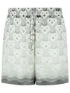 Casablanca Silk Bermuda Shorts Geometric Pattern In Grey Gradient Heart Monogram