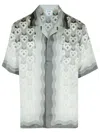 Casablanca Gradient Heart Monogram Bowling Shirt In Grey